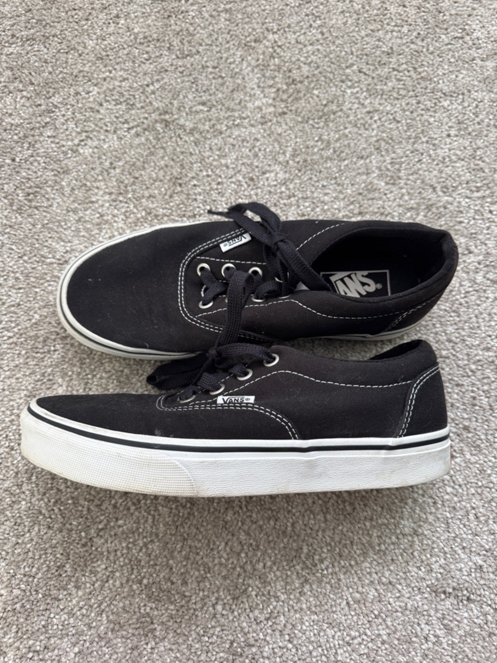 Vans Black Canvas Low-Top Sneakers with White Trim